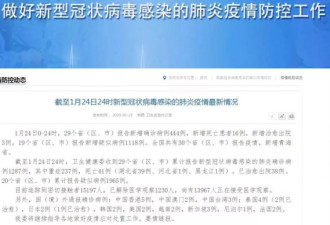 中国最新数据：武汉肺炎确诊1287例 死亡41例