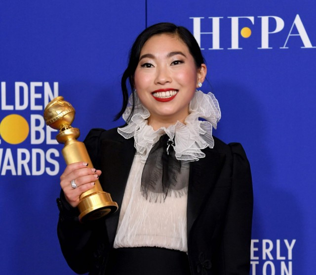 林家珍�电影《别告诉她》夺金球奖最佳音乐剧喜剧电影女主角，成金球奖首位亚裔影后。法新社