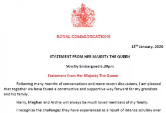 哈里梅根宣布放弃皇室头衔和津贴，退还装修款