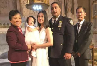 华裔英雄警员殉职四年， 小天使接受洗礼