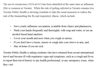 多伦多市议员关于新型冠状病毒的更新消息