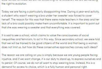 加拿大私立高中学生请愿，不穿bra上课！