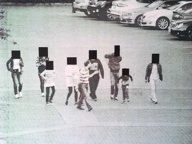 A CBSA surveillance photo attached to a search warrant application shows Michael Kong leading a group of suspected Chinese migrants through a parking lot at Parker Place mall in Richmond, B.C., on June 13, 2015.