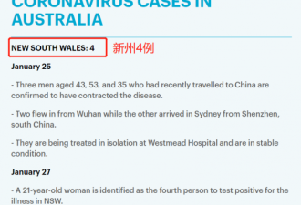 中国籍女子确诊！澳洲确诊病例上升至8人！