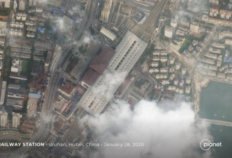 卫星图像上的武汉马路 空荡无车街道无人