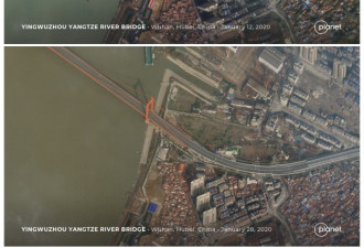 卫星图像上的武汉马路 空荡无车街道无人