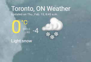 情人节有点冷体感温度–28C 多伦多发酷寒警报