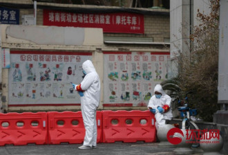 武汉小区开始实行封闭管理 市民全副武装买菜