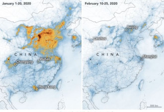 NASA卫星拍摄的疫情下中国：前后对比强烈