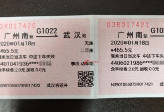 广州→武汉，这是钟南山曾购买的车票