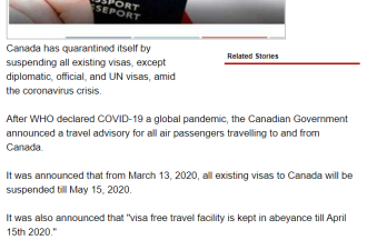 全是谣言：加拿大暂停所有签证持有者入境