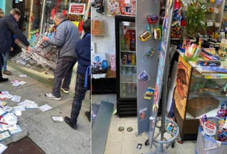 唐人街华人店遭4名当地少年打砸 血渍模糊