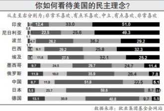 美智库民调报告:中国人对美式民主好感度骤降