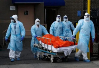 纽约感染者的尸体像传送带一样被运出医院