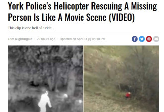 约克区警察用直升机救失踪者就像演电影