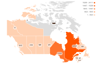 各省数据更新：魁省775，多地新增少于10例
