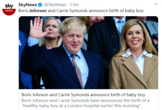 英国首相约翰逊未婚妻诞下一男婴，&quot;母子平安&quot;