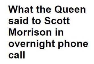 女王致电莫里森，向澳人表达美好祝愿！