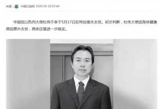 中国驻外大使去世：最后三天行程表曝光