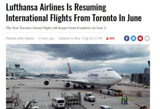 汉莎航空将于六月恢复法兰克福到多伦多航班