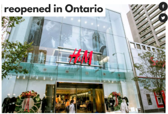 H&amp;M宣布在安省重开6家门店，一半在多伦多！
