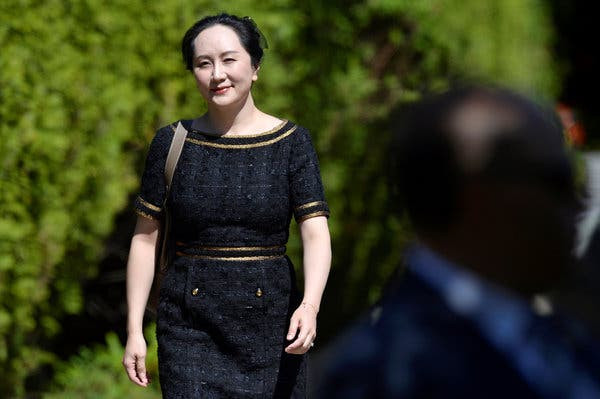 Meng Wanzhou, the chief financial officer of the technology giant Huawei, on her way to court in Vancouver on Wednesday.