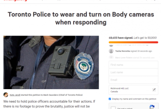 5万人请愿！多伦多警察在执法时，应戴上它！