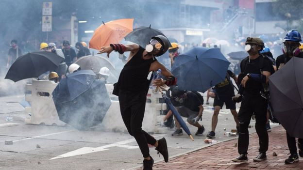 Protesters clashed with police on Aug 5, 2019