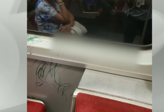 女子地铁内爆粗口 还画种族歧视性涂鸦