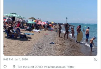 安省7000名游客扎堆挤在沙滩上欢度假期！