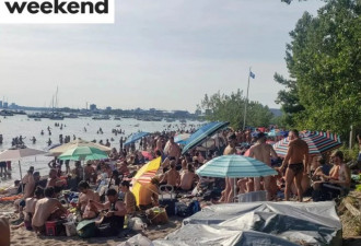 多伦多DT湖滨沙滩周末密密麻麻挤满人！