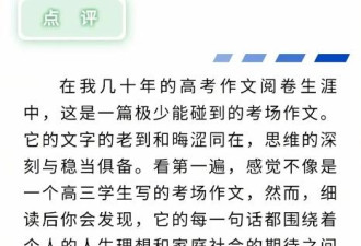 浙江高考满分作文曝光，网友吵翻了