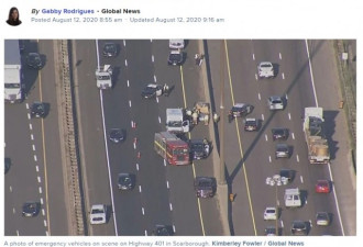 401高速拖车车轮掉落杀死24岁司机，封路绕行
