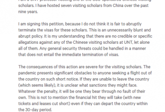 美国一大学突然驱逐所有中国公派留学生
