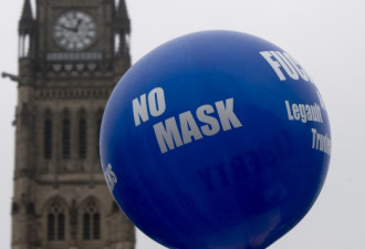 渥太华周末出现示威：反对强迫戴口罩