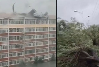 吉林台风：楼房屋顶外墙被掀翻 电站燃爆