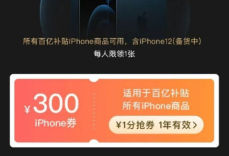 拼多多iPhone 12/Pro百亿补贴现身