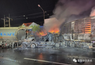 泰公路突发惨烈车祸，大爆炸将十余间商铺摧毁
