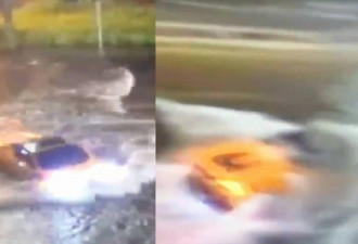 道路淹水 兰博基尼一秒被灭顶惨变“潜水艇”
