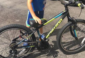 9岁男孩生日礼物自行车被偷