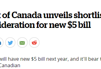 加拿大新款$5纸币上会印谁？可能是这个华人