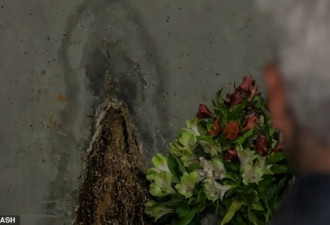 哥伦比亚民众搭祭坛，每日参拜墙面水渍