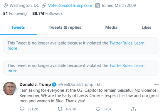 美总统特朗普的推特账号被封禁
