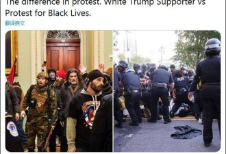 警方对待黑人运动和特朗普支持者的方式大不同