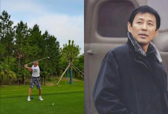 65岁陈道明打高尔夫，白发明显皮肤黝黑