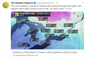 多伦多将迎最冷天:-20°C+暴雪!加拿大罕见严寒