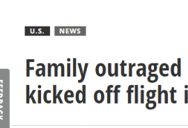 口罩脱落至鼻子下方，20名家庭成员被赶下飞机