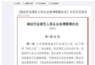 中国颁布15道艺人禁令 网友：没个标准