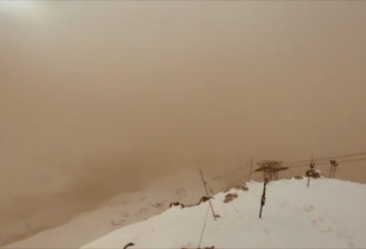 撒哈拉沙漠沙尘暴吹到欧洲 阿尔卑斯山被染黄