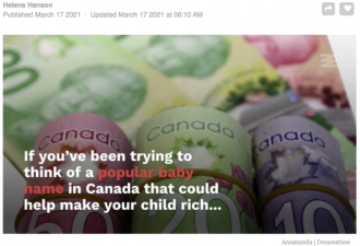 加拿大研究：孩子取名字与长大赚钱有关